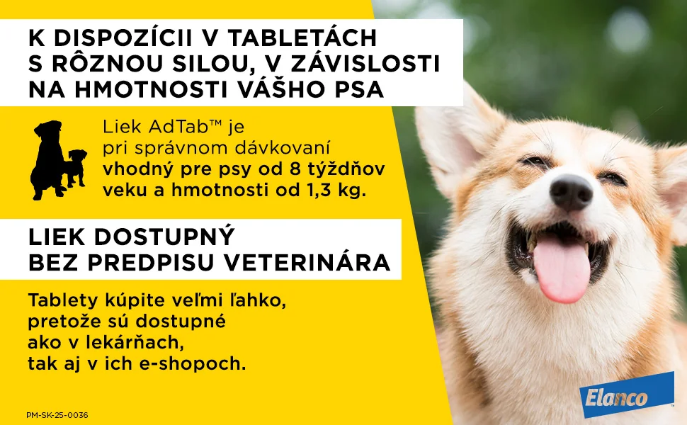 AdTab žuvacie tablety pre psy 56 mg, hmotnosť psa 1,3–2,5 kg 1 tbl