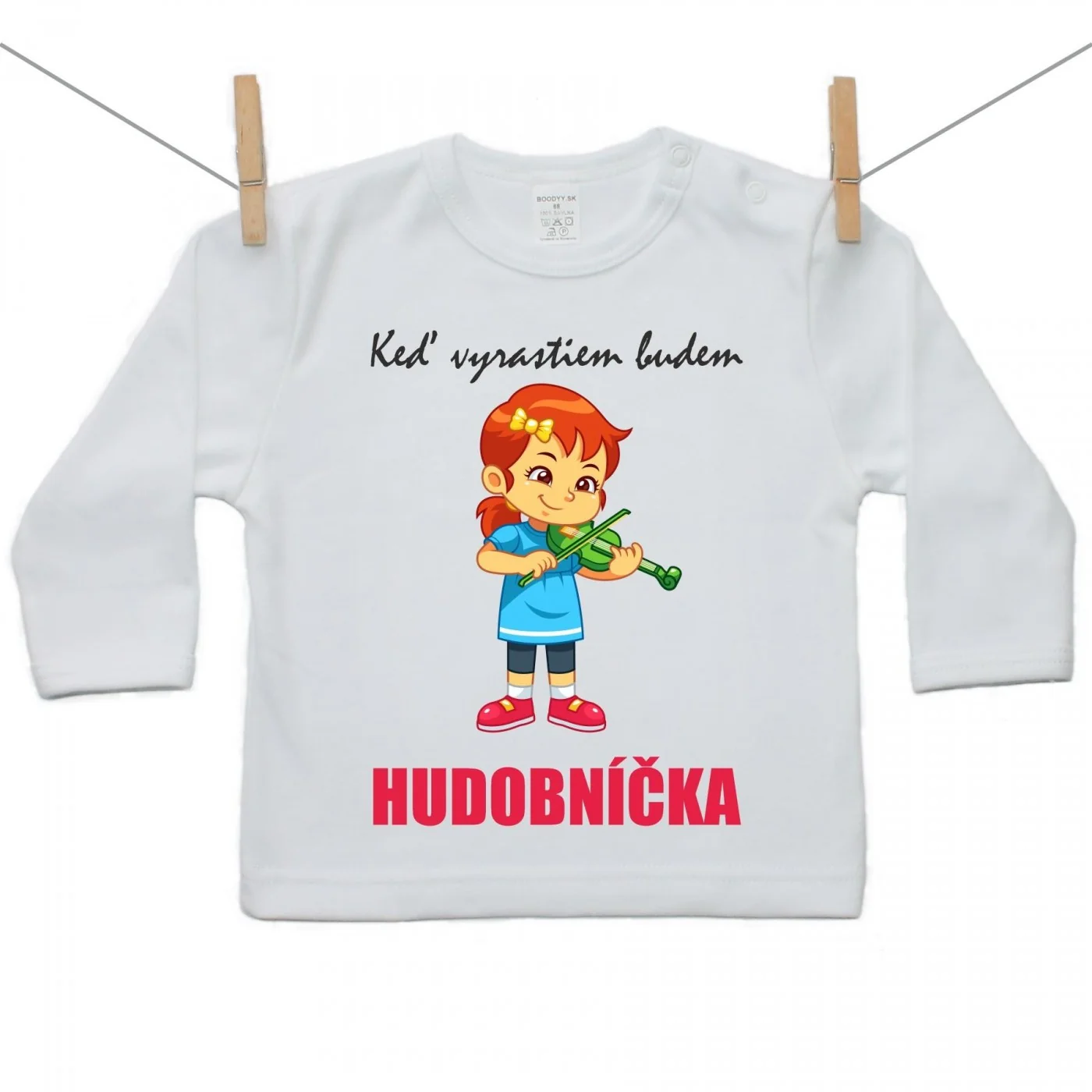 Boodyy Tričko s dlhým rukávom Keď vyrastiem budem hudobníčka Veľkosť: 134