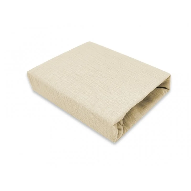 Mušelínové prestieradlo postieľky 60 x 120 NATURE double - béžové