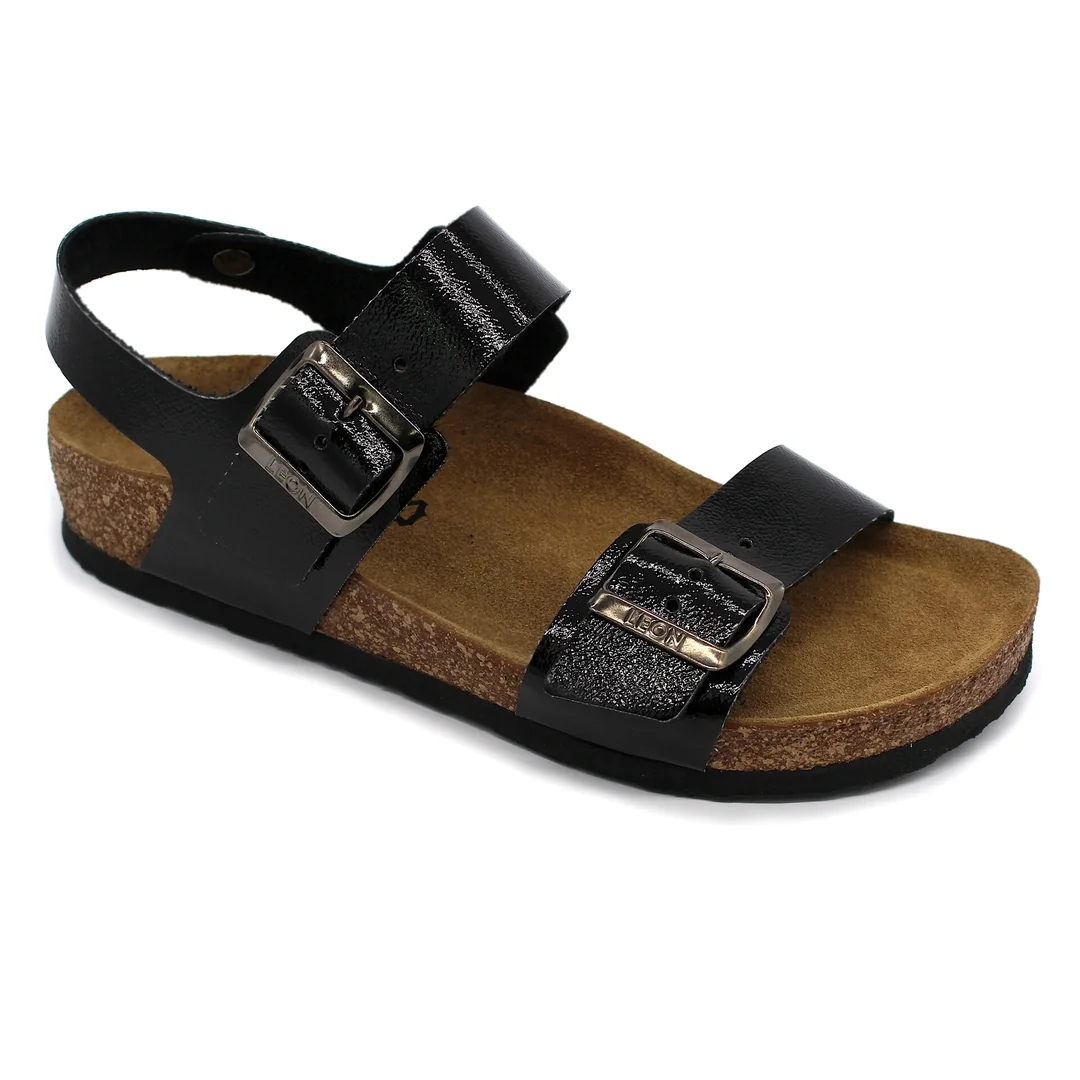 Leon 4303 Dámske zdravotné korkové sandále 40 - 25,5cm, čierna, 2,0 cm