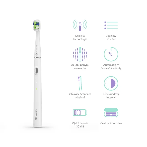 TrueLife SonicBrush Slim20 White "Poškodený obal" 1×1 ks, sonická kefka, produkt s poškodeným obalom