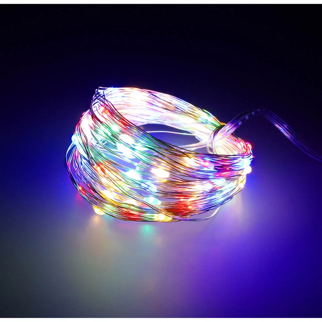 Vianočné dekorácie ozdoby osvetlenie, LED drôtové svetlá 5 m, 50 LED viacfarebné