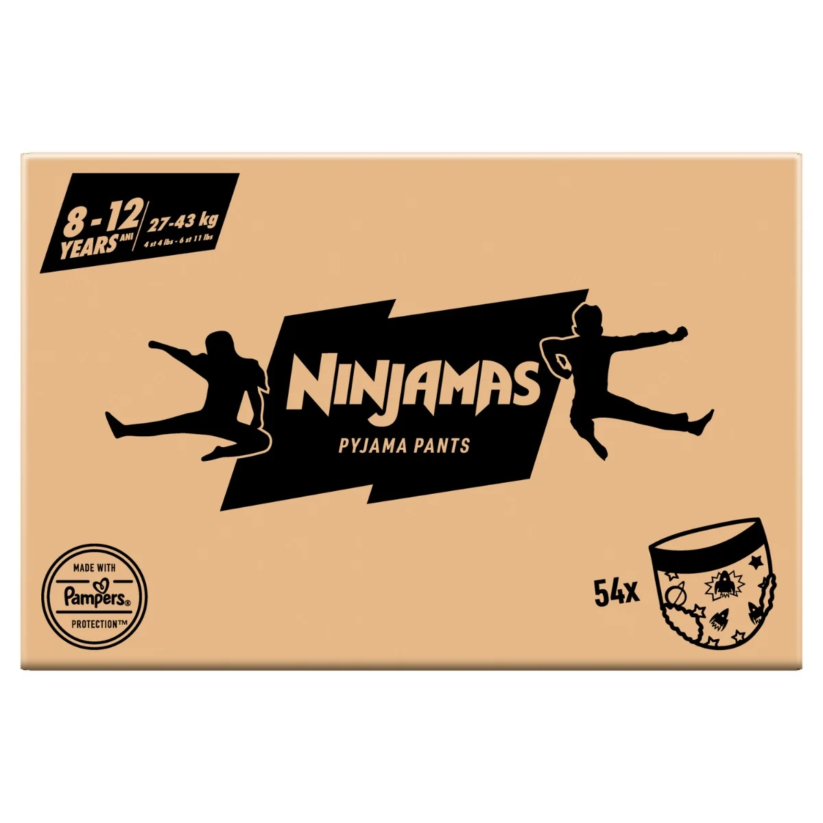 Ninjamas Pyžamové nohavičky Vesmírne lode, 54 Pyžamových Nohavičiek, 8 Rokov, 27kg-43kg 1×54 ks, plienkové nohavičky