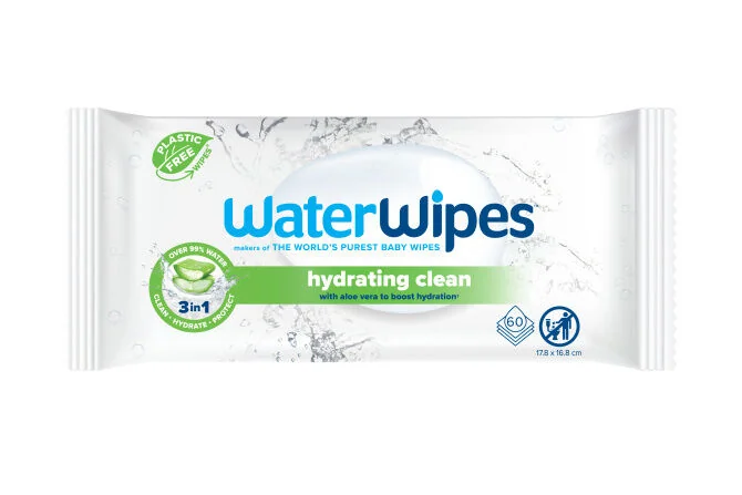 12x WATERWIPES Obrúsky vlhčené Hydrating clean with aloe vera 3in1 12×60kusov