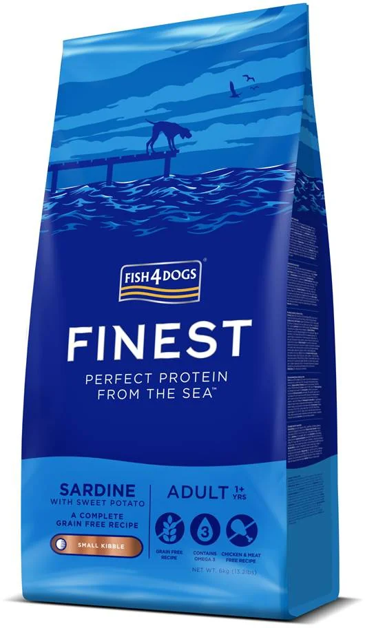 FISH4DOGS Granule malé pre dospelých psy Finest sardínka so sladkými zemiakmi 6kg, 1+ 1×6000 g, granule pre dospelé psy