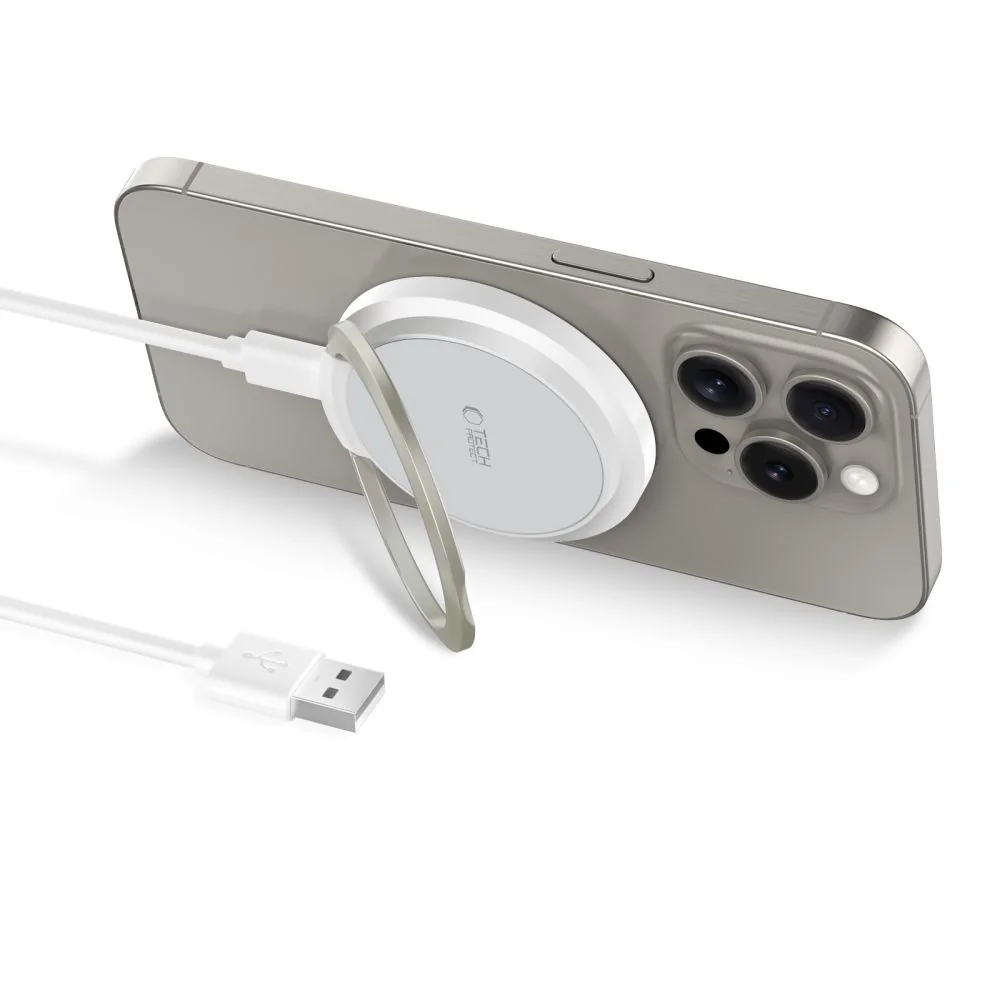 Tech-Protect A33 MagSafe bezdrôtová nabíjačka 15W, biela