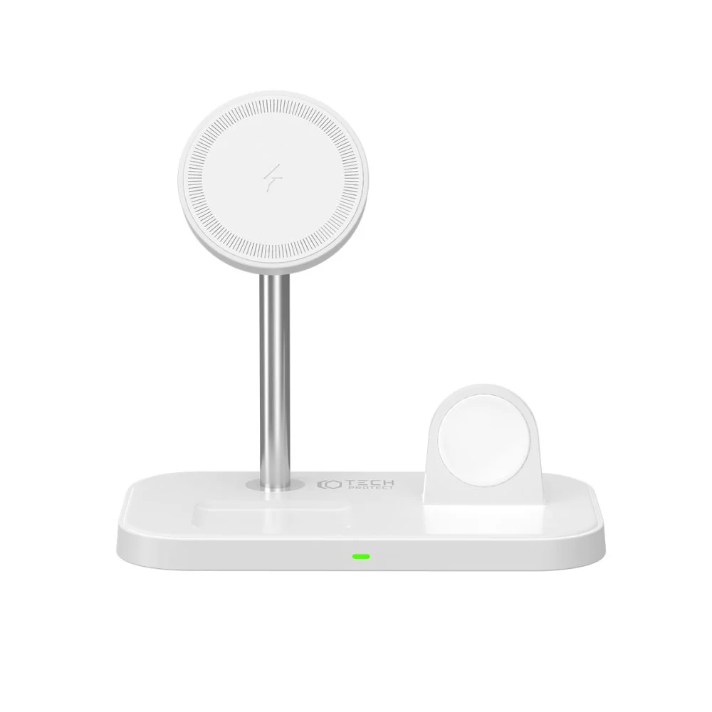 Tech-Protect A22 3in1 bezdrôtová nabíjačka na mobil / AirPods / Apple Watch, biela Watch, biela