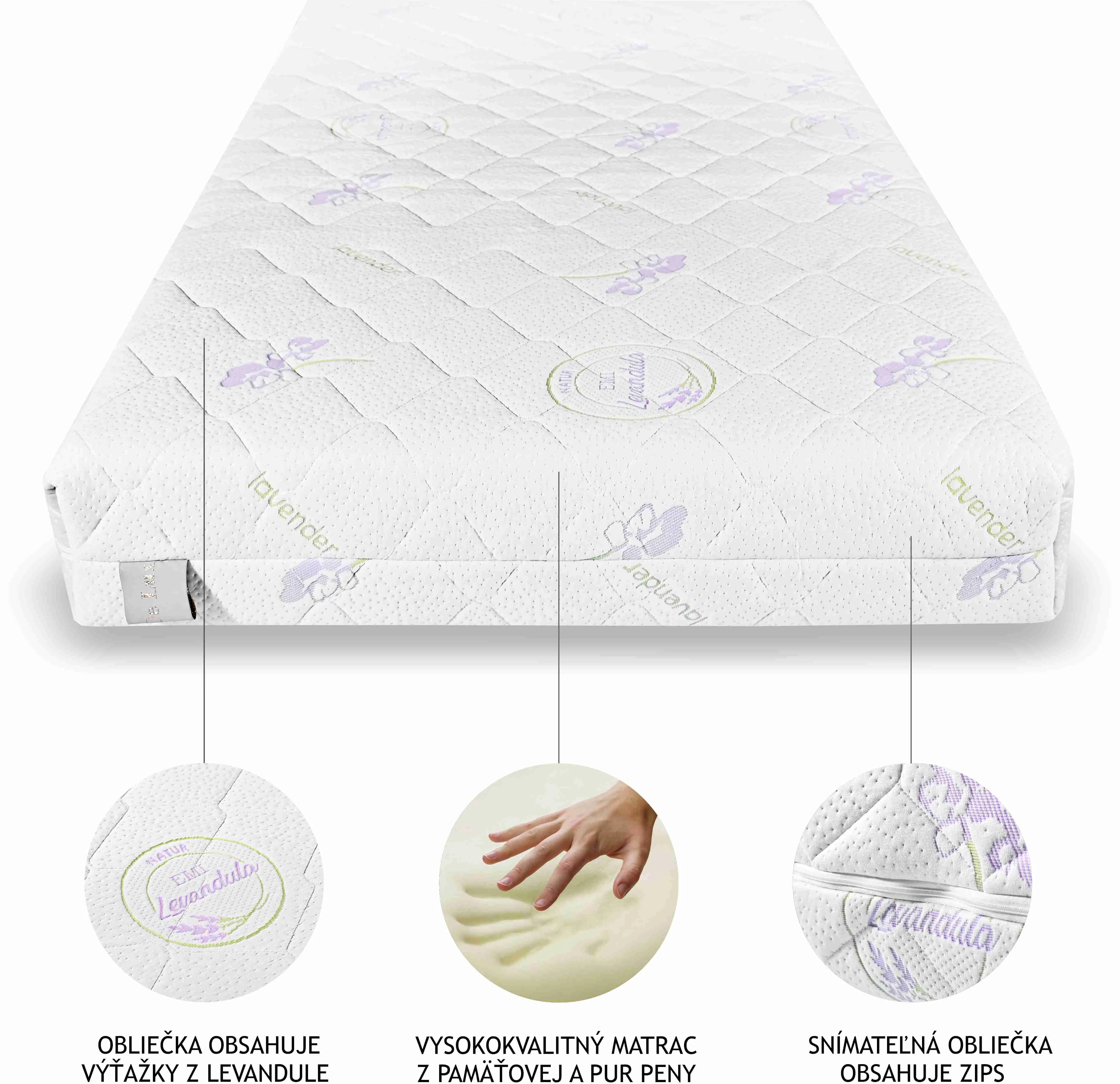 EMI Matrac Memory Lavender 90×200 cm 1×1 ks, penový matrac