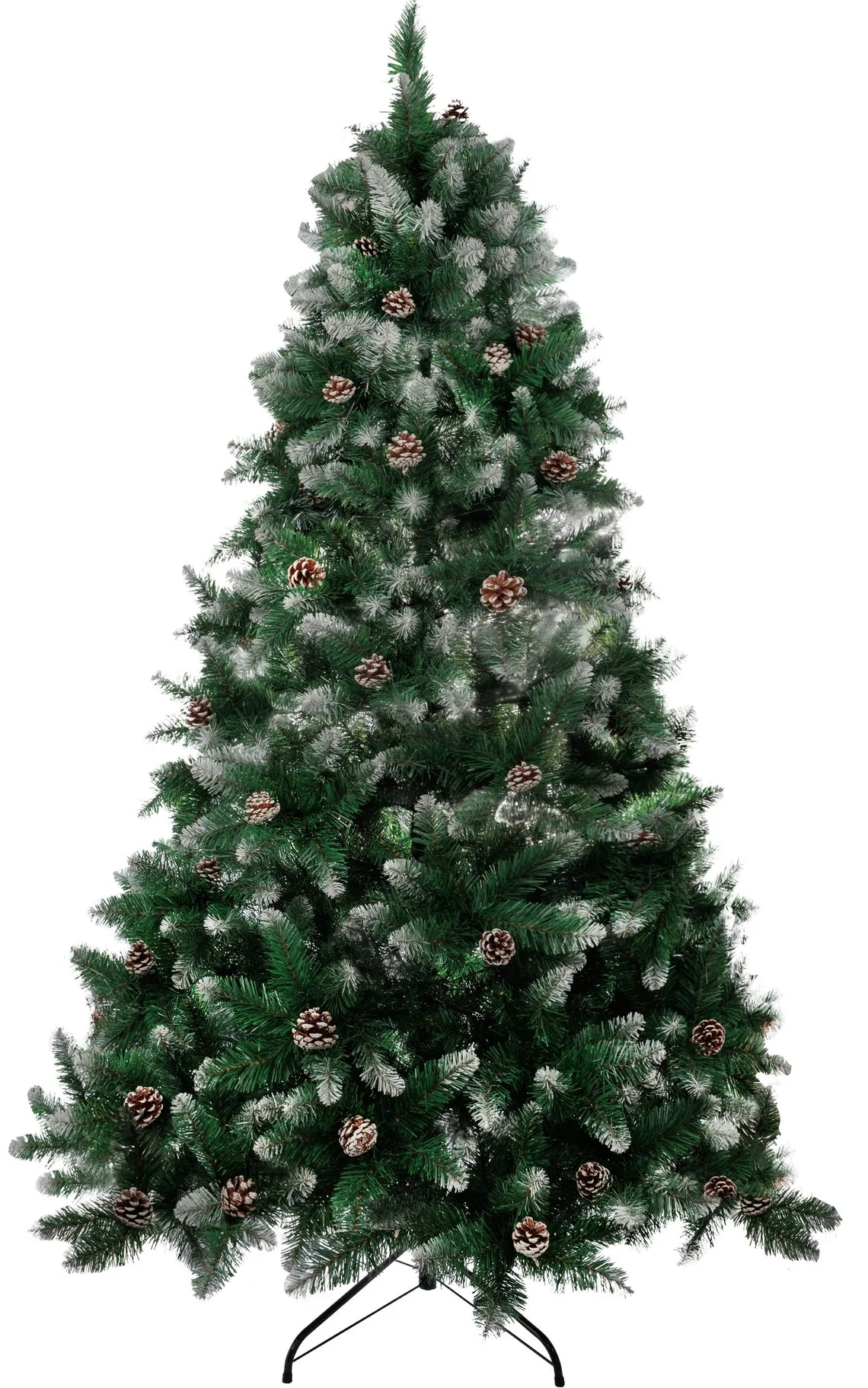 MagicHome vianočný stromček Albero, 1 ks Jedľa, zasnežené konce, so šiškami, 210 cm