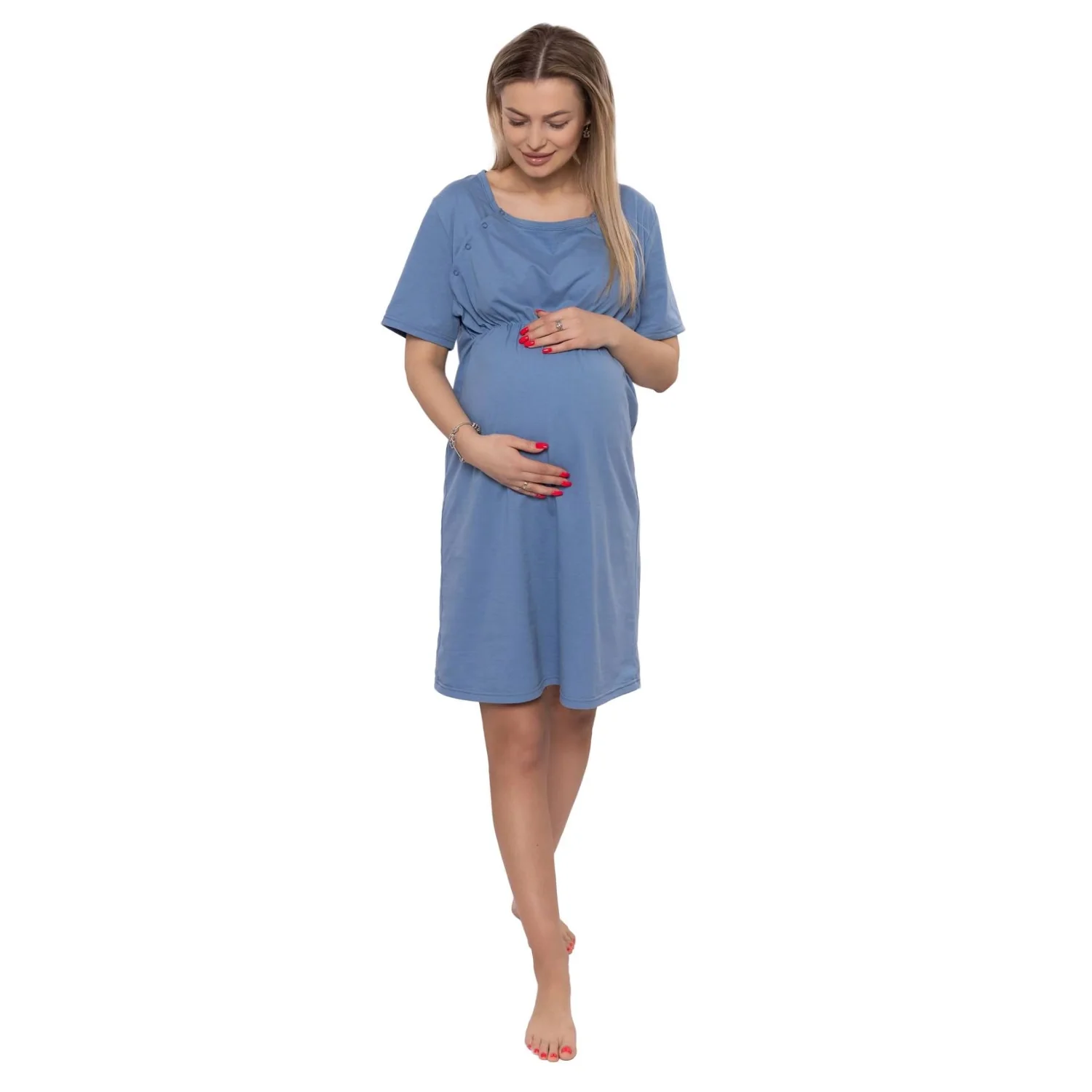 Dámska tehotenská/dojčiaca nočná košeľa Luna, jeans, veľ. XL