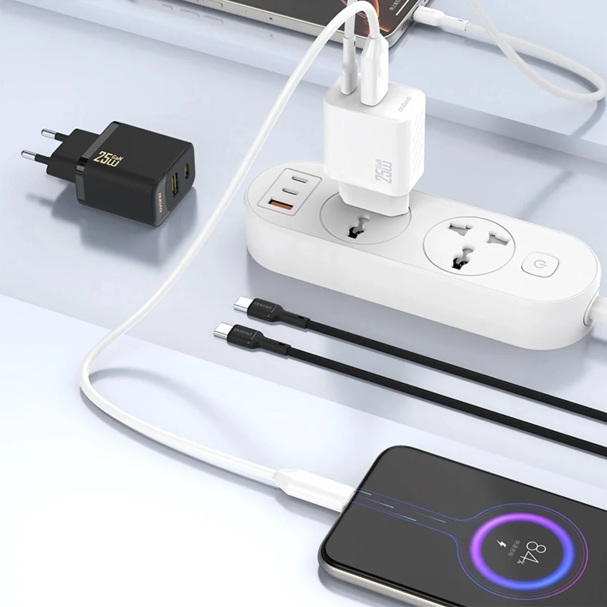 Dudao A26T GaN sieťová nabíjačka USB / USB-C 25W, čierna