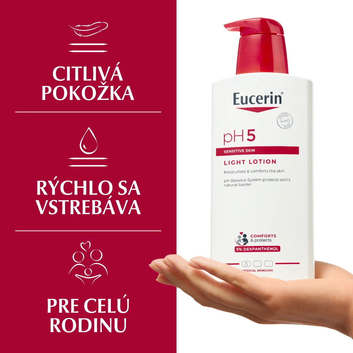 Eucerin pH5 Telové mlieko - ľahká textúra 1×400 ml, pre citlivú pokožku