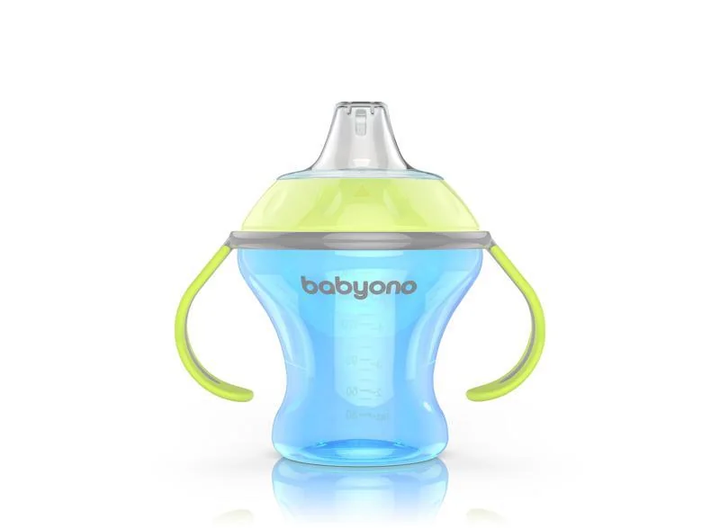 BABYONO Hrnček netečúci s mäkkým náustkom Natural Nursing 180 ml - modrá 1×180 ml, hrnček pre deti