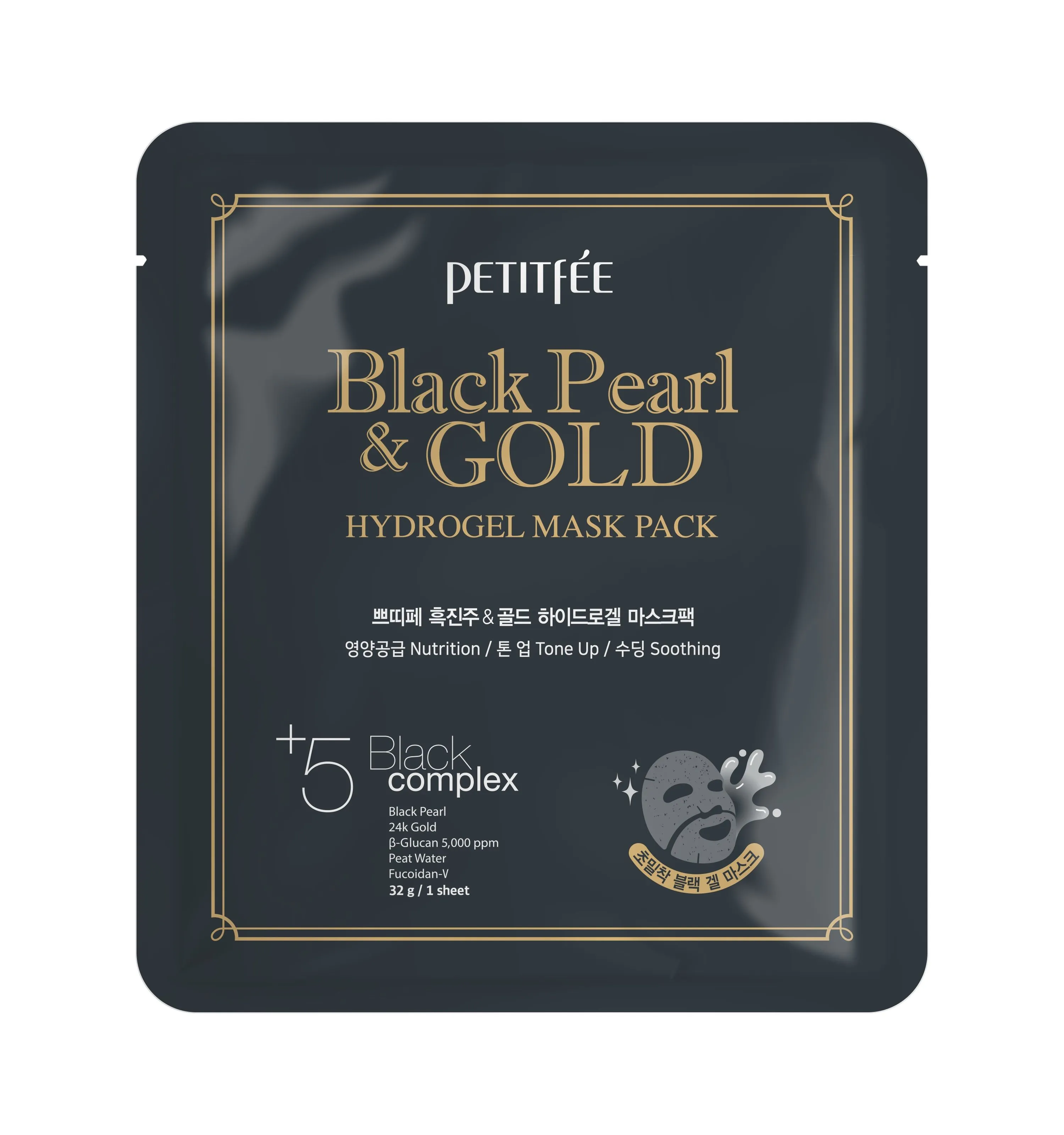 Petitfee & Koelf Black Pearl & Gold Hydrogel Mask Pack 32 g / 1 sheet