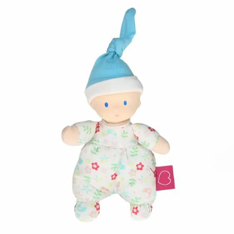 Mini bábika miláčik 15cm - kvietkovaná modrá čiapka