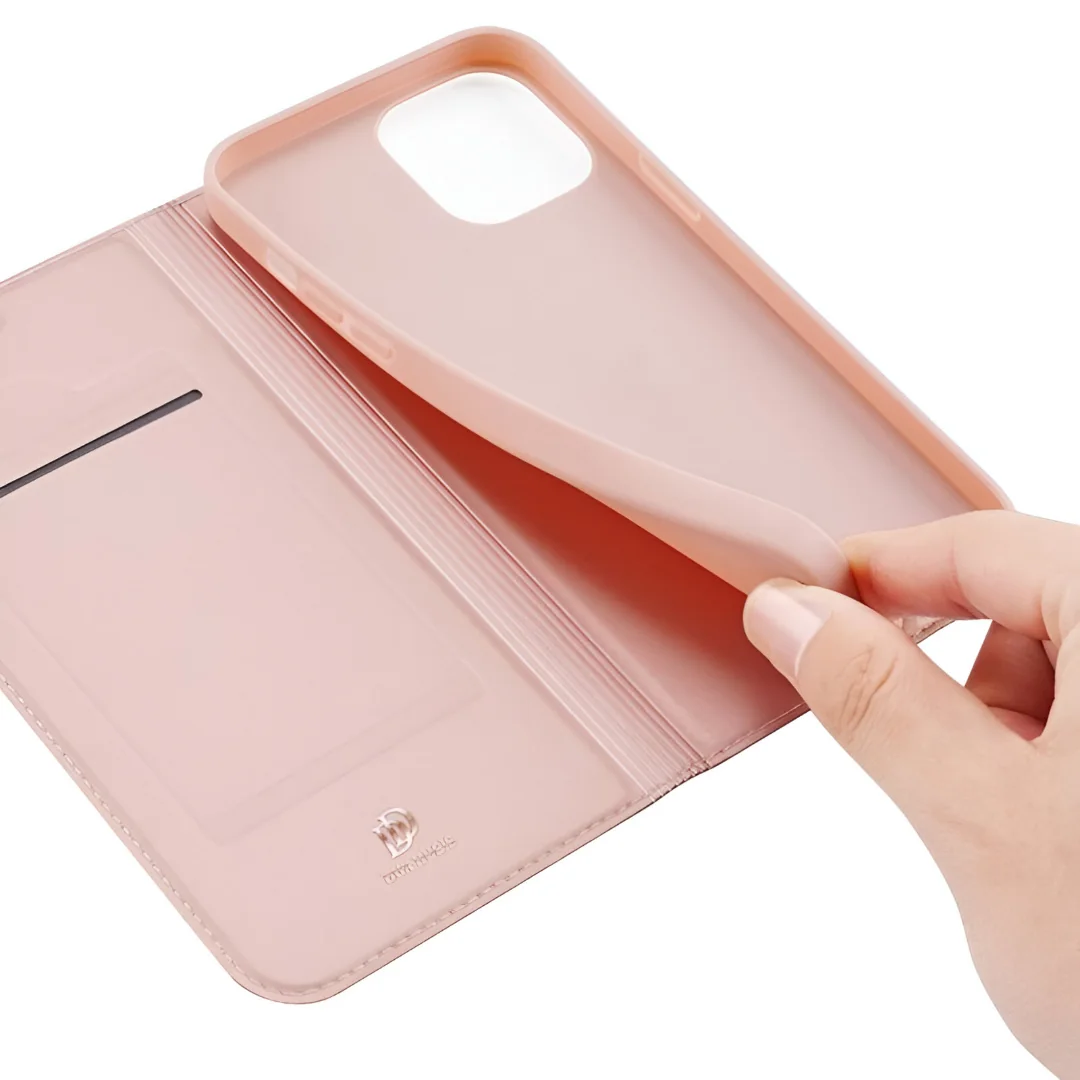 Dux Ducis Skin Pro knižkové puzdro na iPhone 13, ružové