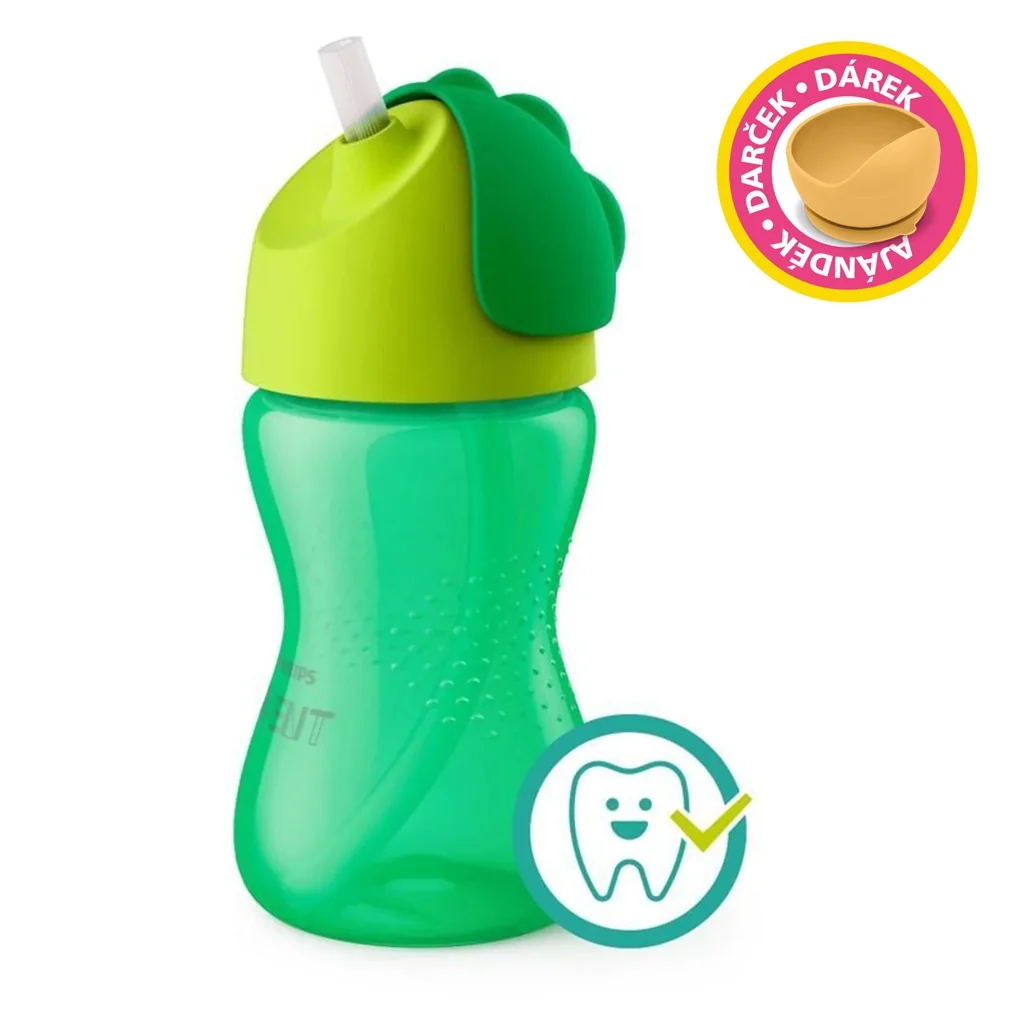 Philips AVENT Hrnček 300 ml Bendy s ohybnou slamkou chlapec+darček PETITE&MARS Miska 6m+ 1 ks