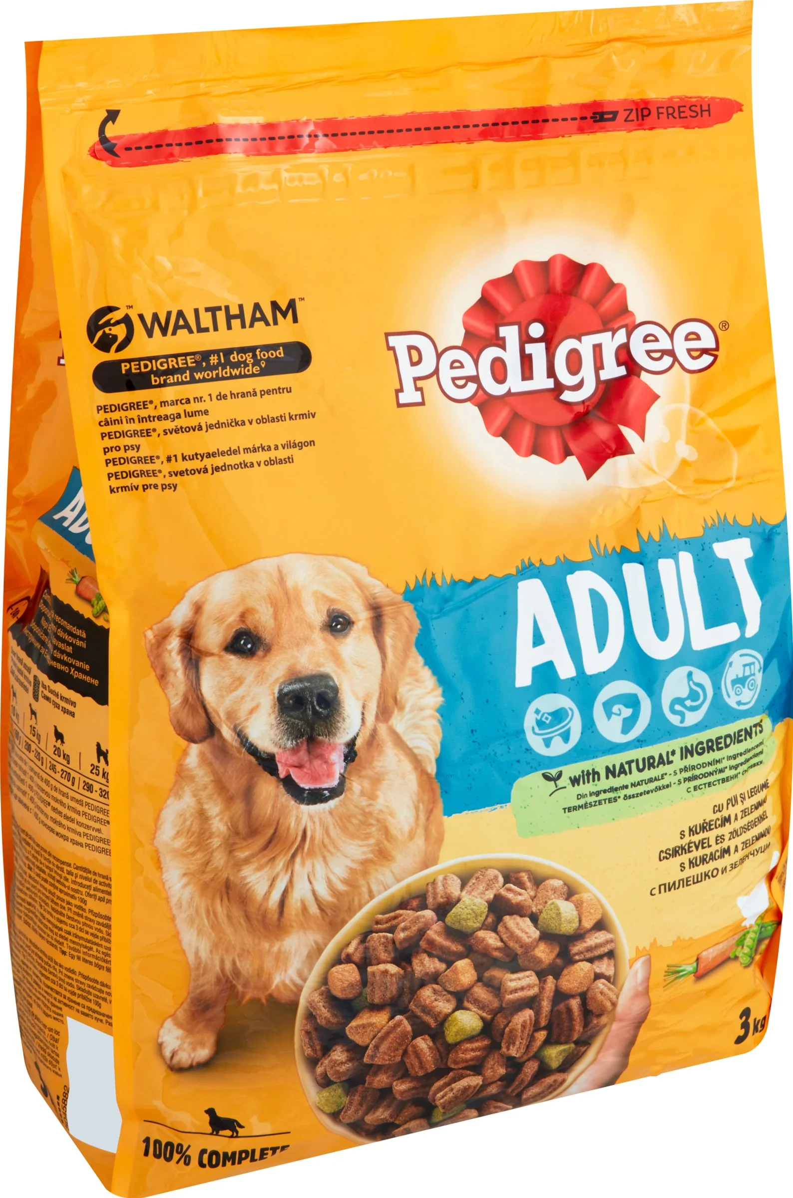 PEDIGREE Granule Adult Kuracie a zelenina 3kg 1×3 kg, granule pre psy
