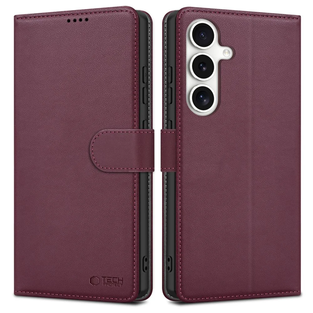 Tech-Protect Wallet knižkové puzdro na Samsung Galaxy S25, bordové