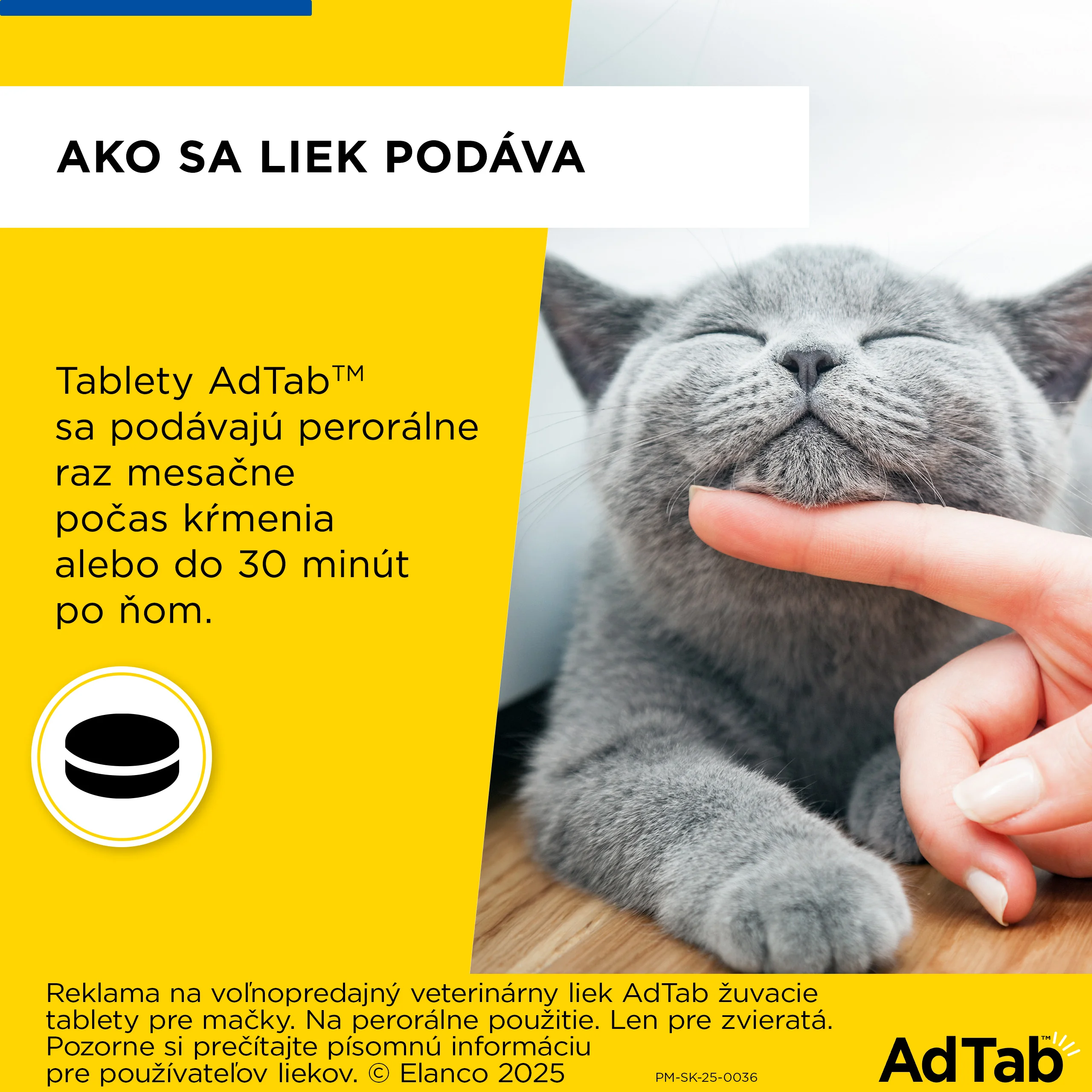 AdTab žuvacie tablety pre mačky 12 mg, hmotnosť mačky 0,5–2,0 kg 1 tbl