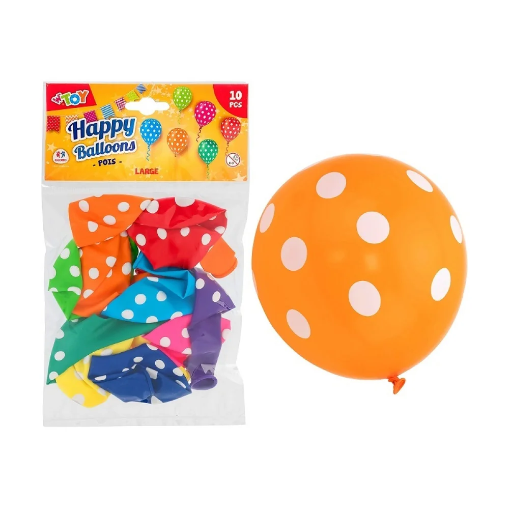 Balóny guľaté bodkované, 30cm, 10ks, 2 balenia -WTOY