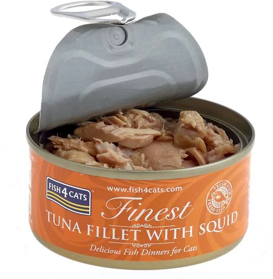 FISH4CATS Konzerva pre mačky Finest tuniak s kalmárom 70g 1×70 g, konzerva pre mačky