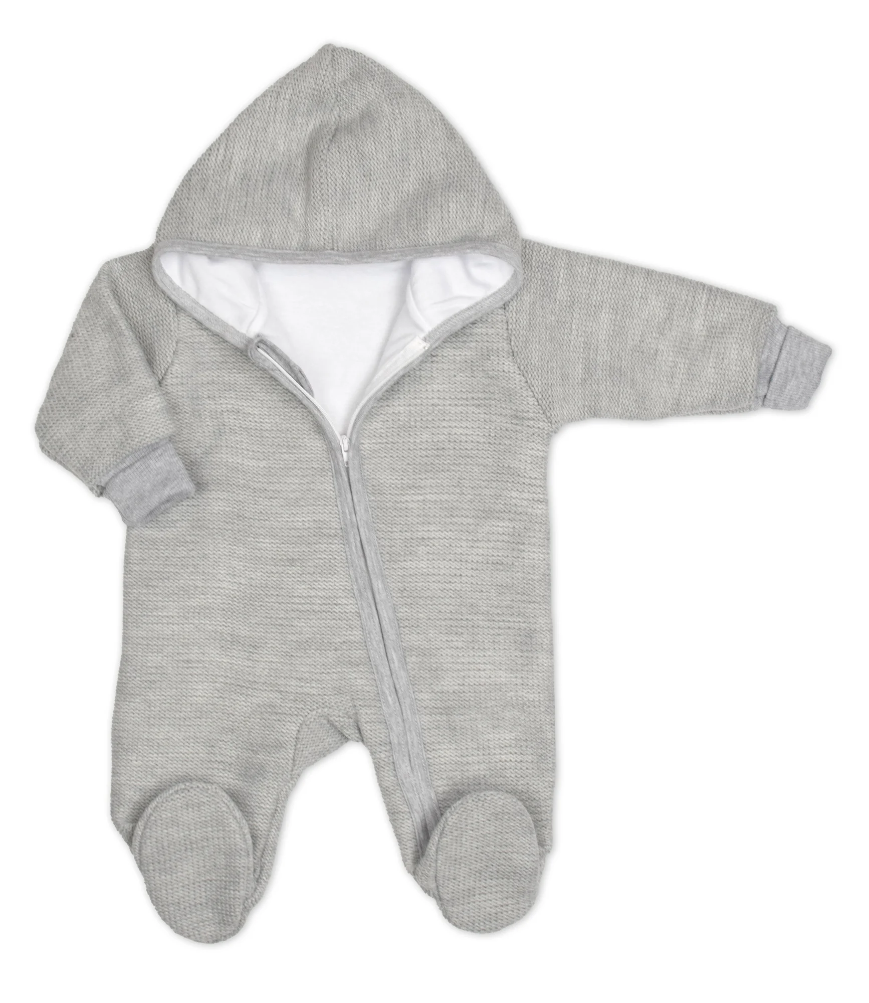 Pletený overal s kapucňou, CUTE - sivá, veľ. 62