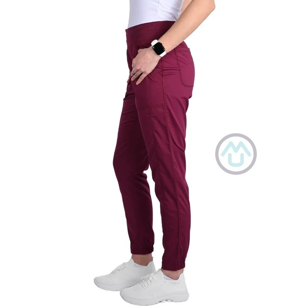 Zdravotnícke dámske jogger nohavice Cherokee Revolution ACTIVE STYLING - vínové XL