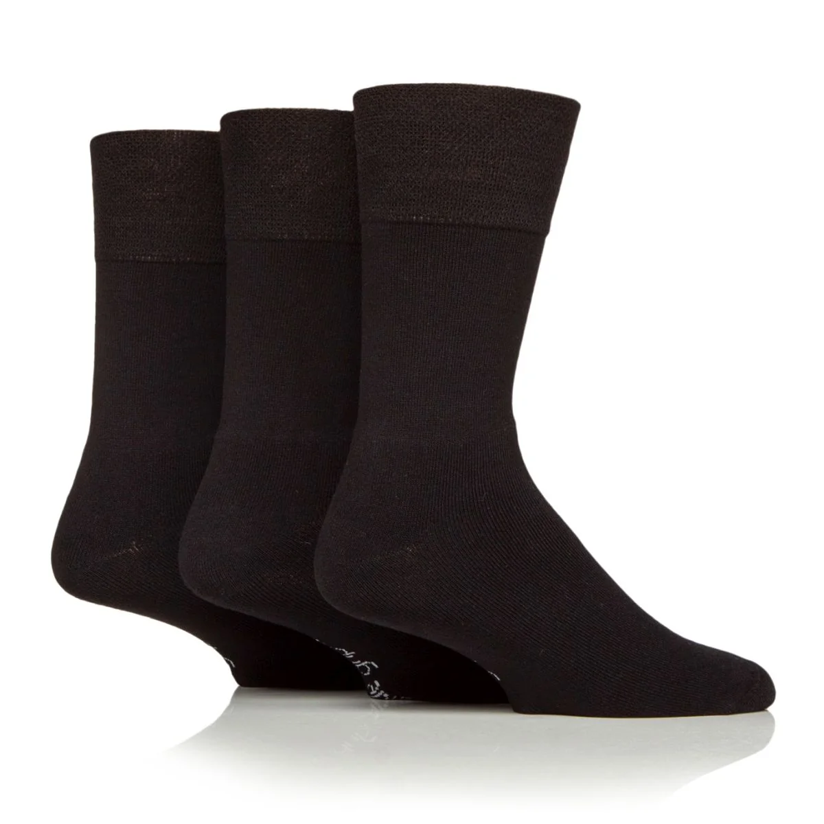 3 páry pánske ponožky Gentle Grip BAMBUS bez gumičiek froté chodidlo ČIERNE Veľkosť ponožiek 39-45
