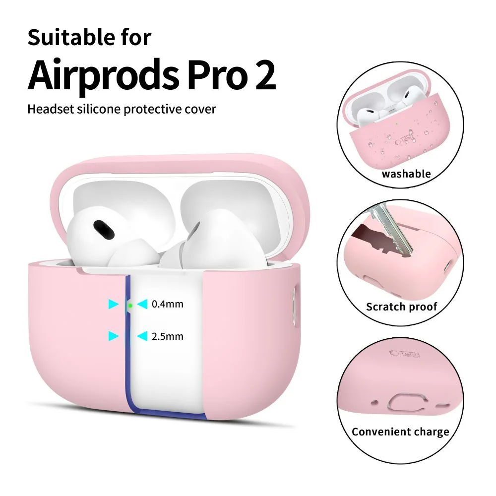 Tech-Protect Silicone puzdro na Apple AirPods Pro 1 / 2, ružové