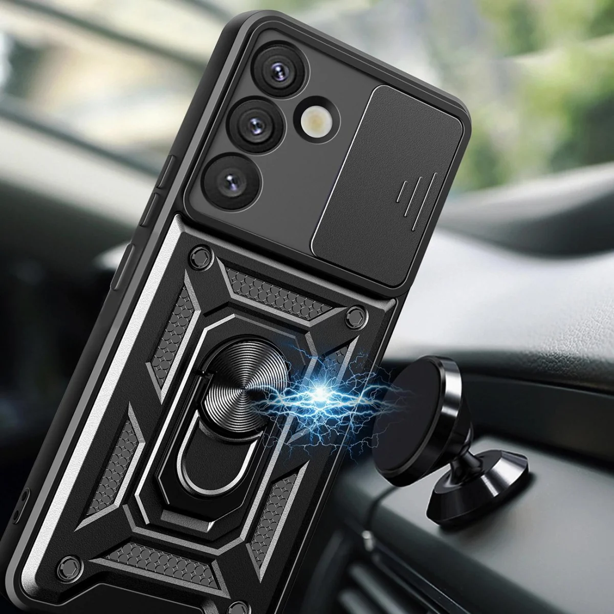 MG Hybrid Armor Camshield kryt na Samsung Galaxy S25 Plus, čierny
