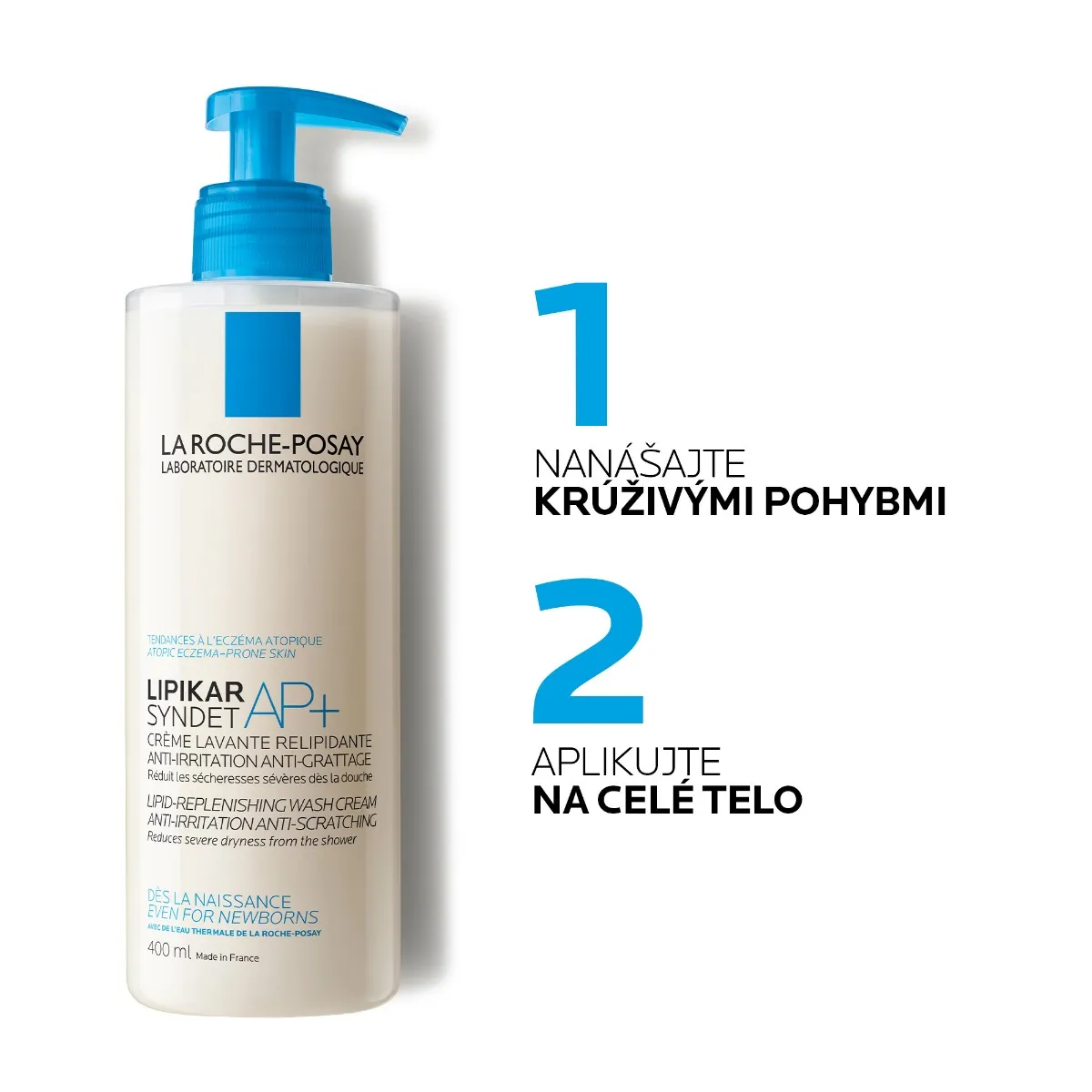 LA ROCHE-POSAY Lipikar Syndet AP+ Relipidačný gél proti podráždeniu a svrbeniu suchej pokožky 400 ml 1×400 ml, čistiaci gél