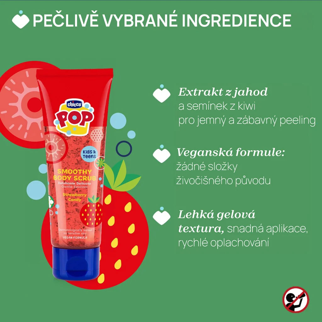 CHICCO Telový peeling Strawberry Smoothie POP pre deti a teenagerov 150 ml