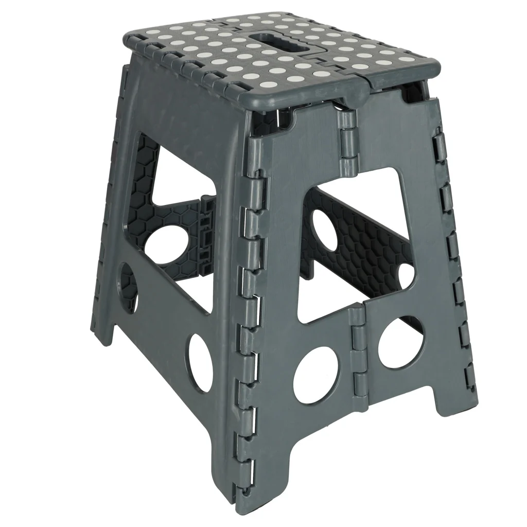 Skladacia stolička stupienok – 39,5 cm, protišmykový povrch, tmavosivý