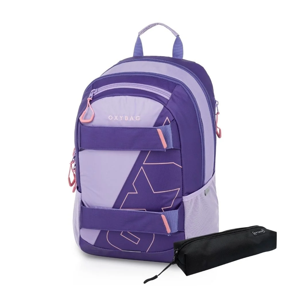 Študentský batoh OXY SPORT Half Violet s peračníkom Set 2 ks, fialový