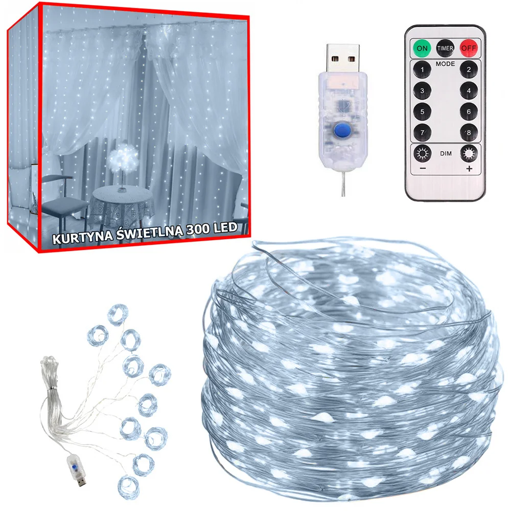 Závesné LED svetielka Micro Curtain 3×3 m – 300 diód