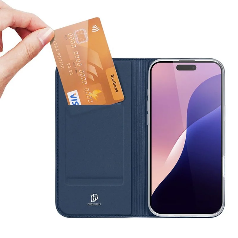 Dux Ducis Skin Pro knižkové puzdro na iPhone 16 Pro Max, modré