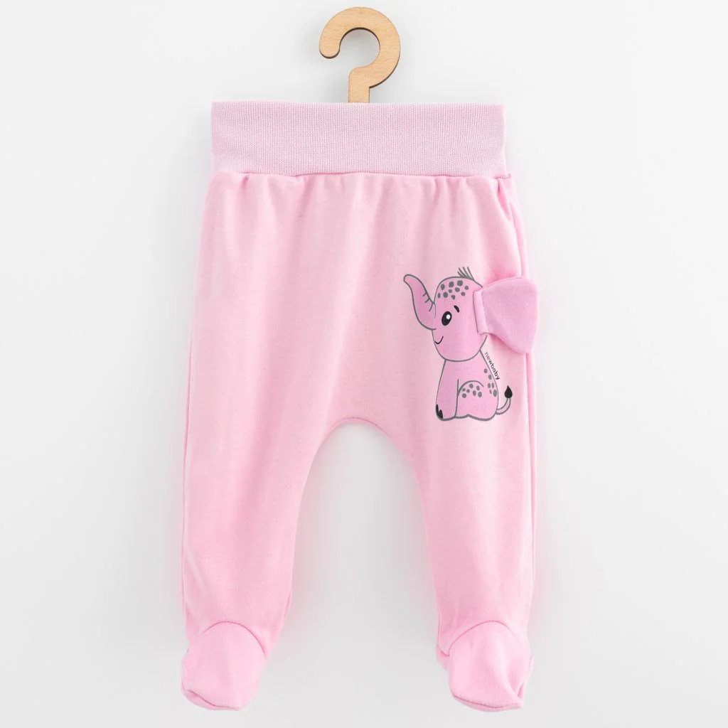 Dojčenské bavlnené polodupačky   Happy Elephant pink, vel. 68 (4-6m)