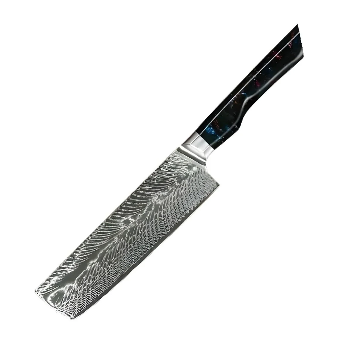 Damaškový kuchynský nôž Yoru-Nakiri červená/modrá, 1 ks