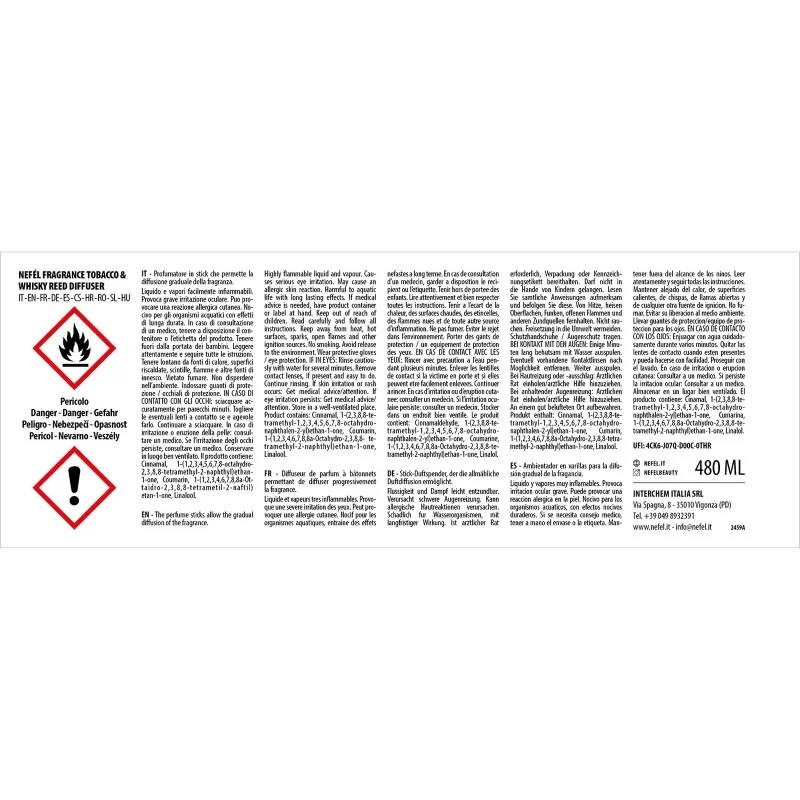 Fragrance Waves tyčinkový difúzor 480ml vôňa Tobacco & Whisky