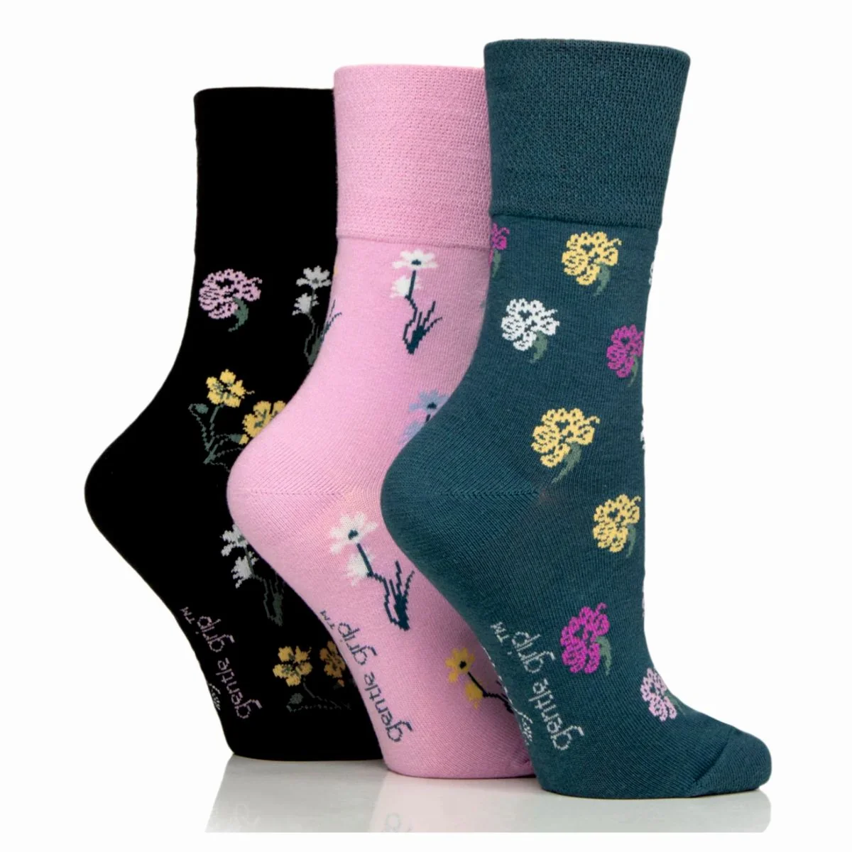Dámske 3 páry bavlnené ponožky RHS Gentle Grip MIXED FLORAL Veľkosť ponožiek 37-42