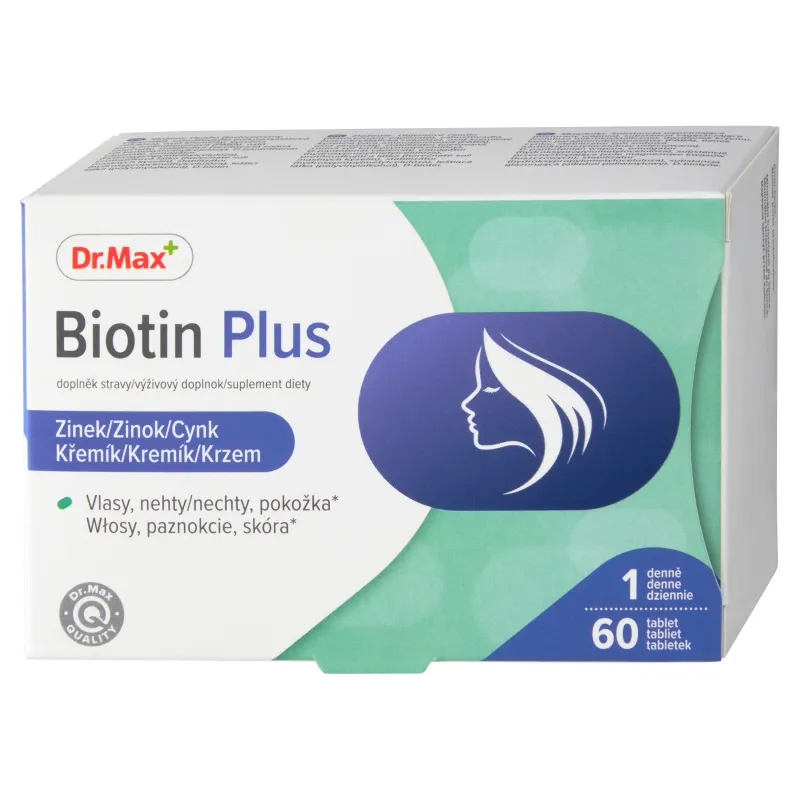 Dr. Max Biotin Plus 1×60 tbl, pre zdravé vlasy, nechty a pleť