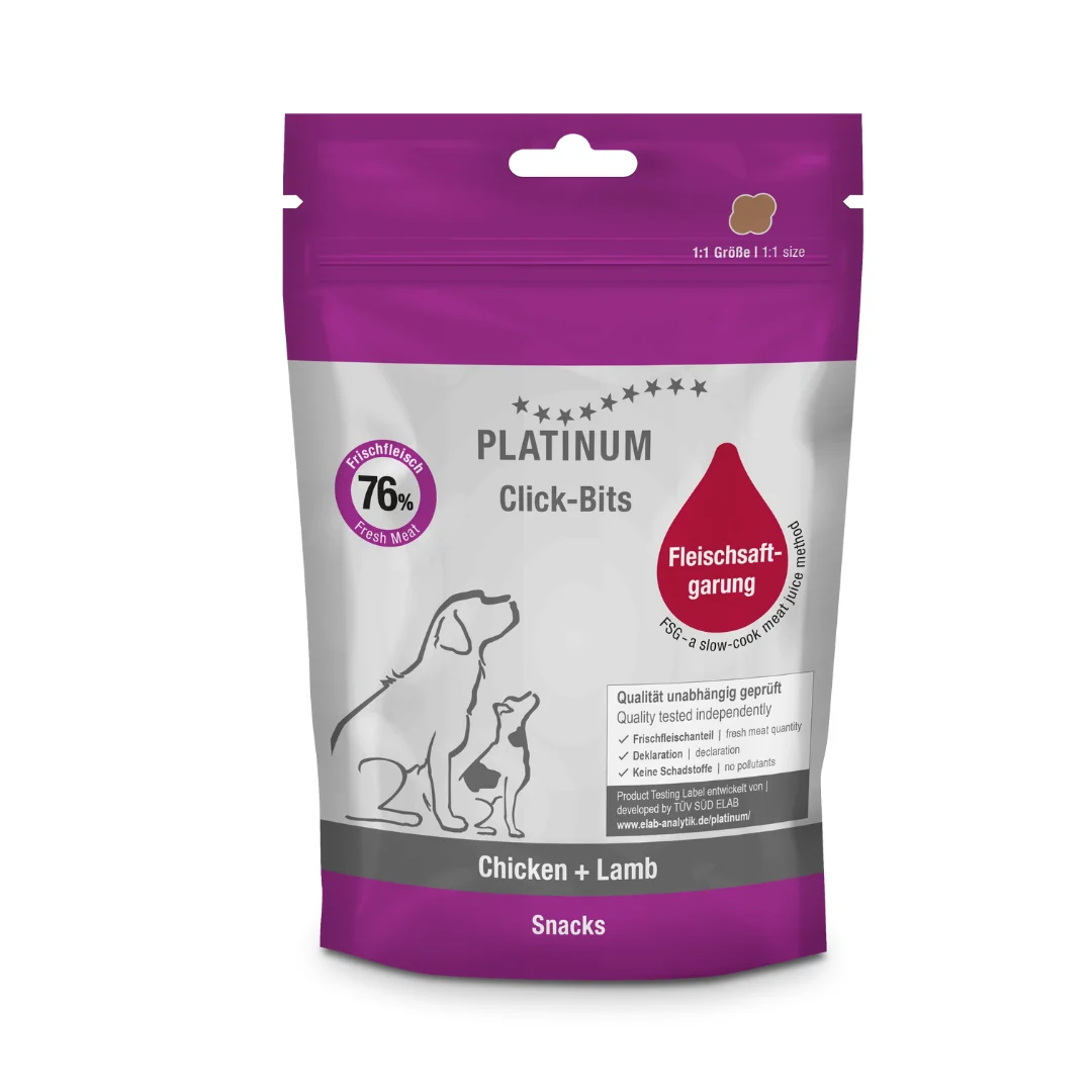 Platinum Click-Bits Chicken & Lamb kuracie a jahňacie kúsky 150 g