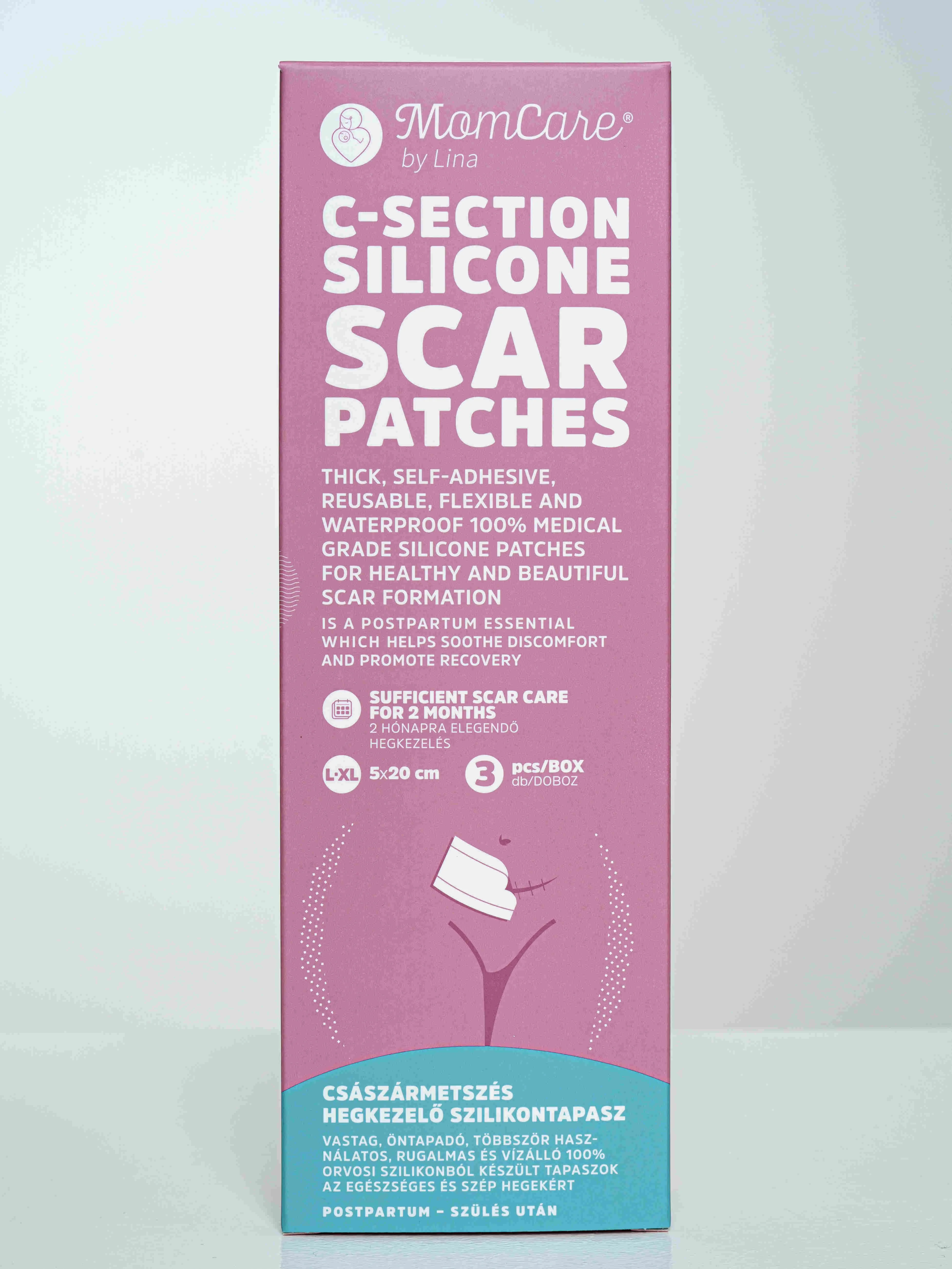 MomCare Silikónové náplasti na jazvy po cisárskom reze L-XL 3 ks