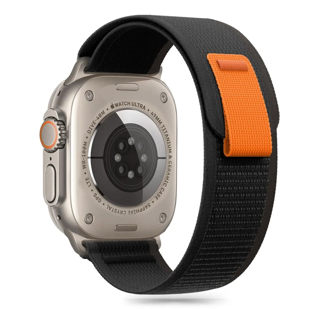 Tech-Protect Nylon Stripe remienok na Apple Watch 44/45/46/49mm, black orange orange