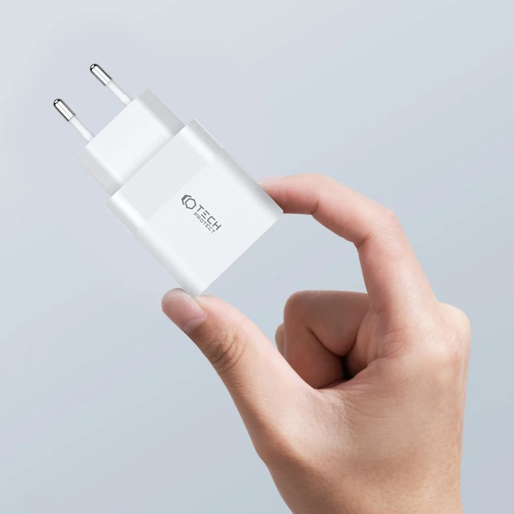 Tech-Protect C20W sieťová nabíjačka 2x USB-C 20W PD, biela