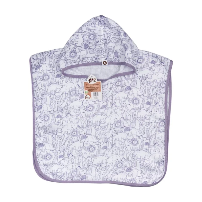 XKKO BMB bambusové pončo s kapucňou Safari Lavender Aura, veľkosť 1