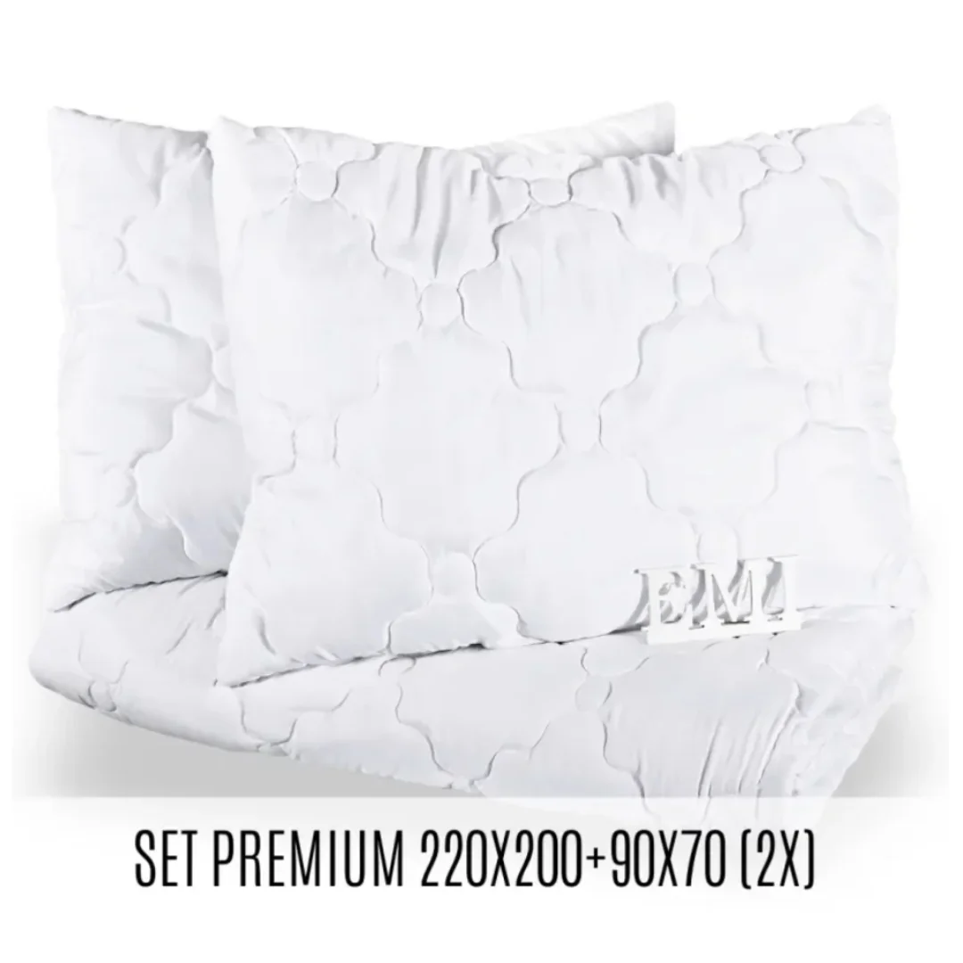 EMI Set manželskej prikrývky a vankúšov Premium 220x200 + 90x70 (2x) 1×1 ks, set manželskej prikrývky a vankúša