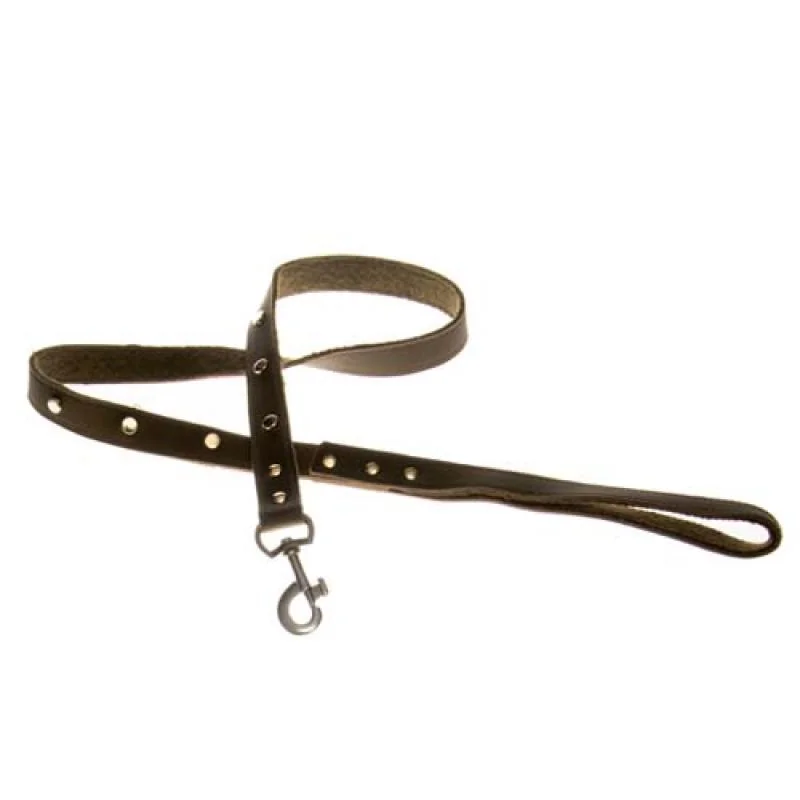 COBBYS PET Vodidlo z pravej kože hnedé, podšité, zdobené s kovovými nitmi 25mm/120cm
