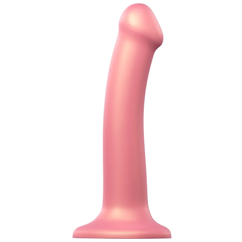 dildo s prísavkou Metallic Shine M (18 cm), ružové